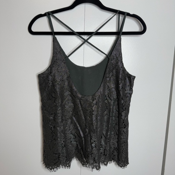 Chaser - Lace Overlay Top- Gunmetal Grey/silver - NWT Small - Picture 4 of 7